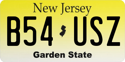 NJ license plate B54USZ