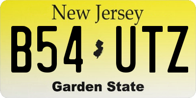 NJ license plate B54UTZ