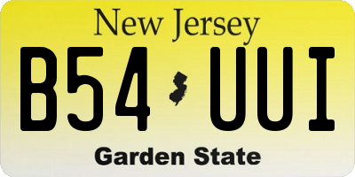 NJ license plate B54UUI