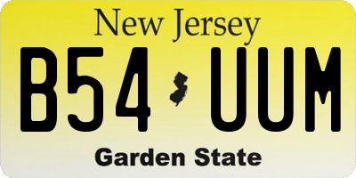 NJ license plate B54UUM