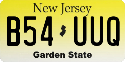NJ license plate B54UUQ