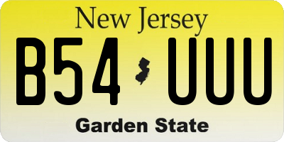 NJ license plate B54UUU