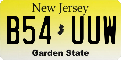 NJ license plate B54UUW