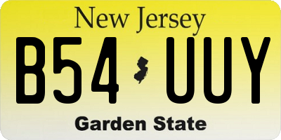 NJ license plate B54UUY