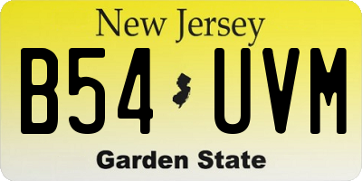 NJ license plate B54UVM