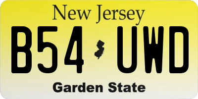 NJ license plate B54UWD