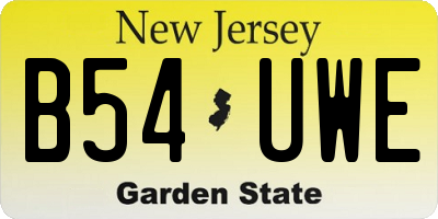 NJ license plate B54UWE