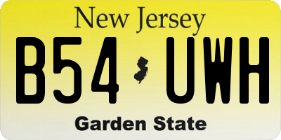 NJ license plate B54UWH