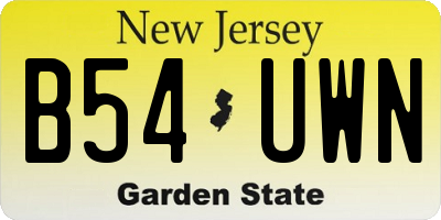 NJ license plate B54UWN