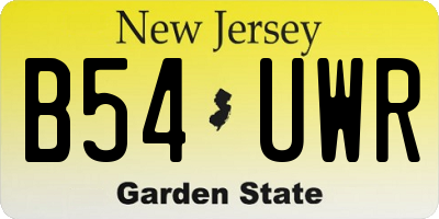 NJ license plate B54UWR