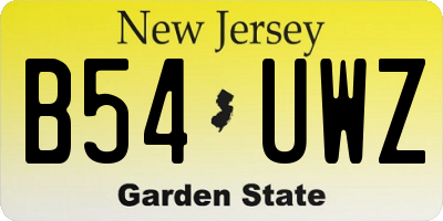 NJ license plate B54UWZ