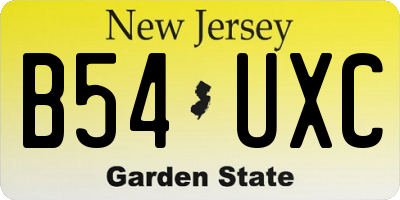 NJ license plate B54UXC
