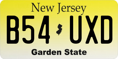 NJ license plate B54UXD