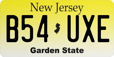 NJ license plate B54UXE