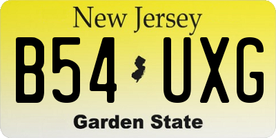 NJ license plate B54UXG