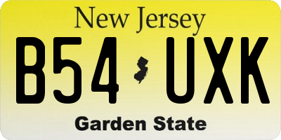 NJ license plate B54UXK