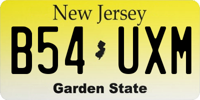 NJ license plate B54UXM
