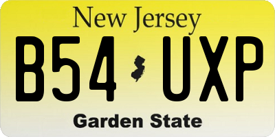 NJ license plate B54UXP