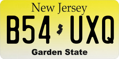 NJ license plate B54UXQ