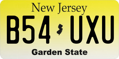 NJ license plate B54UXU