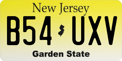 NJ license plate B54UXV