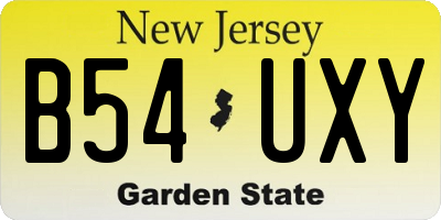 NJ license plate B54UXY