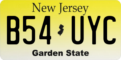 NJ license plate B54UYC