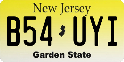 NJ license plate B54UYI
