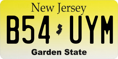 NJ license plate B54UYM