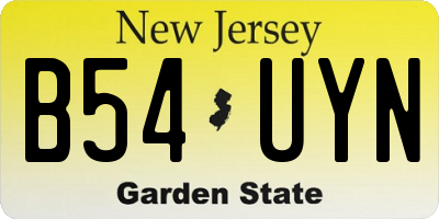 NJ license plate B54UYN