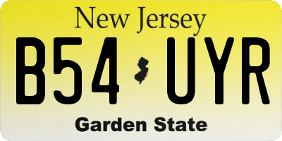 NJ license plate B54UYR