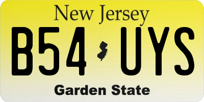 NJ license plate B54UYS
