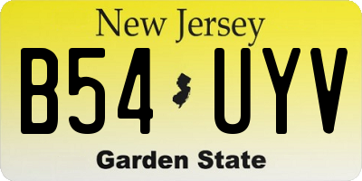 NJ license plate B54UYV