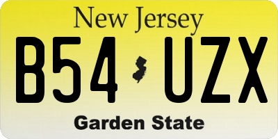NJ license plate B54UZX