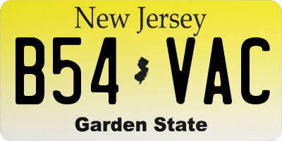 NJ license plate B54VAC