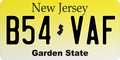 NJ license plate B54VAF