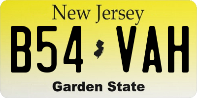 NJ license plate B54VAH