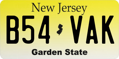 NJ license plate B54VAK