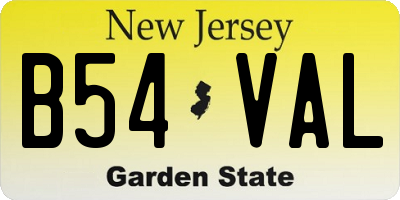 NJ license plate B54VAL