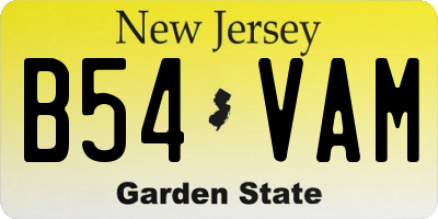 NJ license plate B54VAM