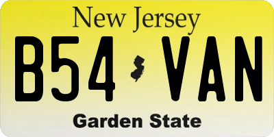 NJ license plate B54VAN