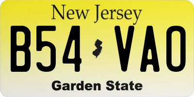 NJ license plate B54VAO