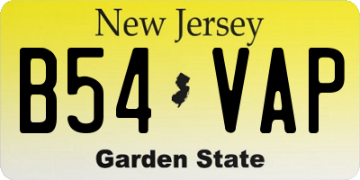 NJ license plate B54VAP