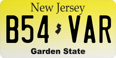 NJ license plate B54VAR