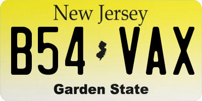 NJ license plate B54VAX