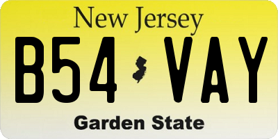 NJ license plate B54VAY