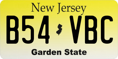 NJ license plate B54VBC