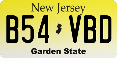 NJ license plate B54VBD