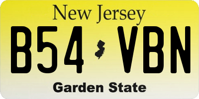 NJ license plate B54VBN