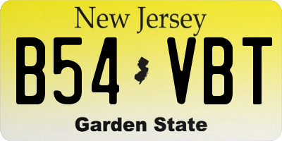 NJ license plate B54VBT